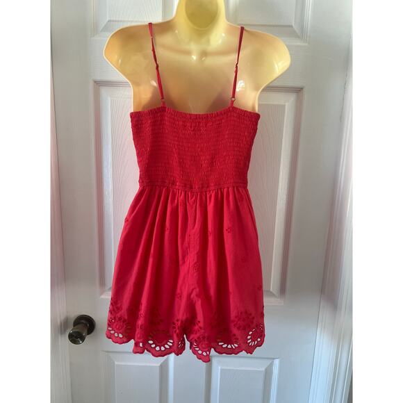 Japna- Coral Floral Eyelet Romper Womens Size Small - Picture 2 of 9
